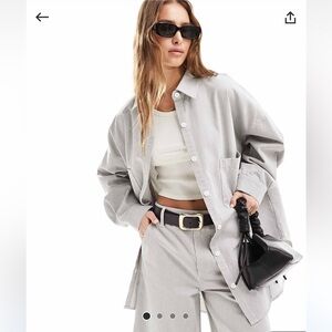 ✨NWOT ASOS GRAY STRIPED OVERSIZED SHIRT✨